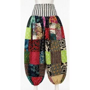 Ashley Taylor Patchwork Balloon Pants One Size Multicolor Pockets Made in India